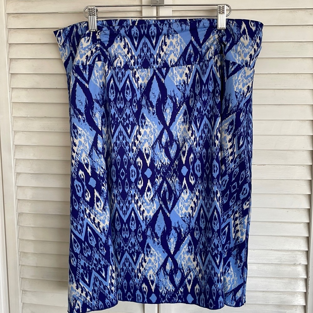 TRANQUILITY by Colorado Clothing:  Blue Print Skirt, Size XXL